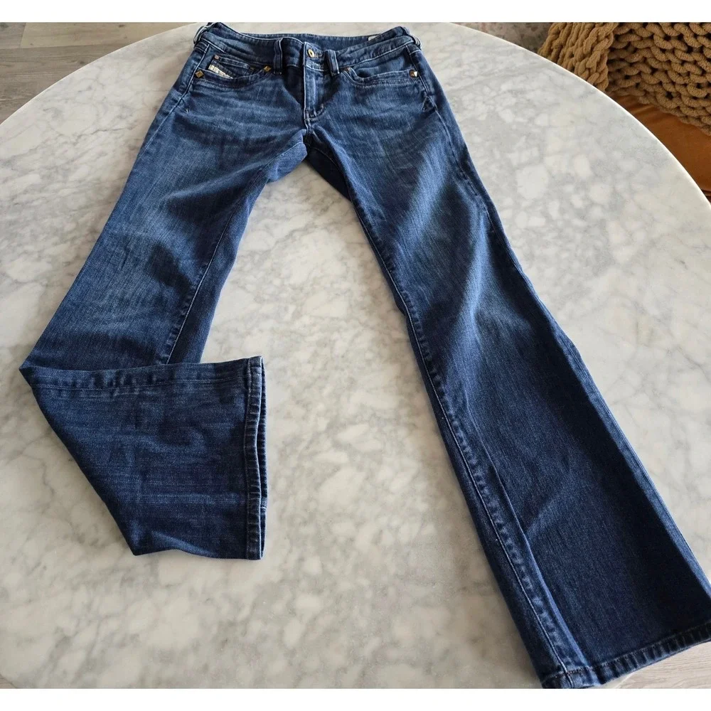 Diesel Ronhar 008RR Womens Low Rise Flare Jeans‎ Dark Wash Size 27x30 Stretch